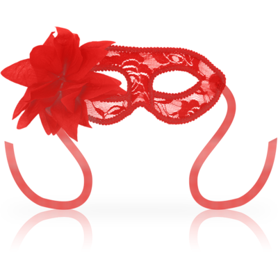Masque avec dentelle et fleur (Rouge) - OHMAMA