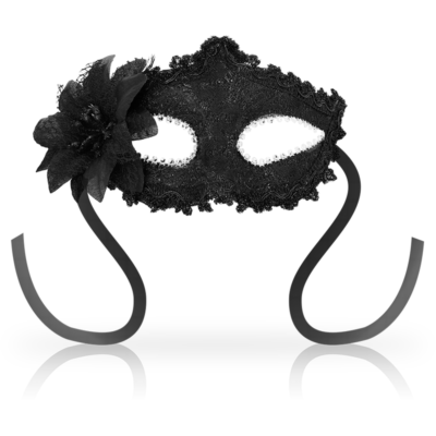 Masque vénitien avec fleur (Noir) - OHMAMA